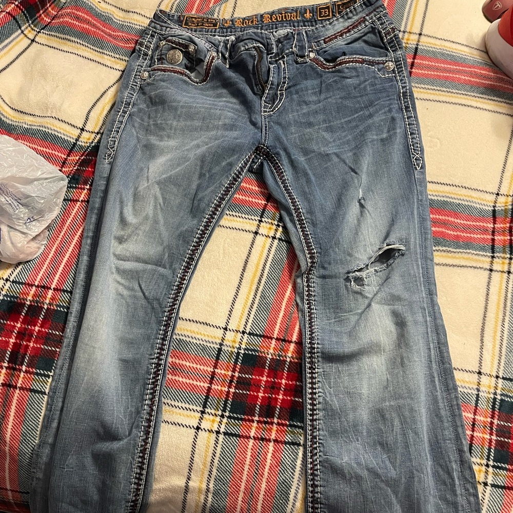Rock Revival Blue Distressed Skinny Jeans